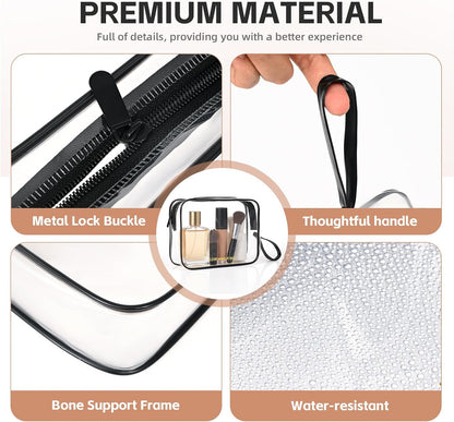 Icramsy Clear Makeup Bag,2 Pack TSA Approved Toiletry Bag for Women & Men
