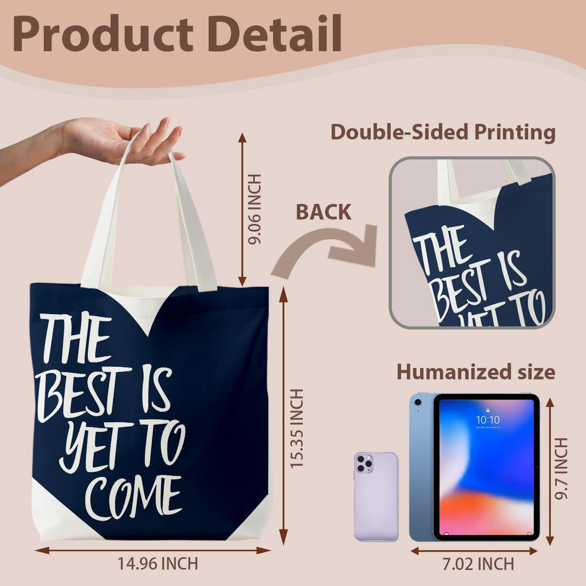 kunlisa You Can Do Hard Things Inspirational Tote Bag for Women, Boho Canvas Tote Bag