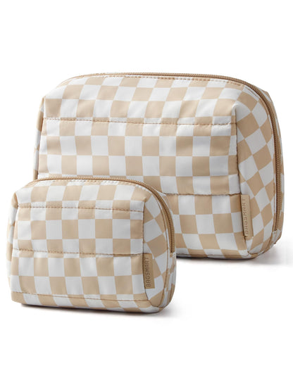 BAGSMART Small Makeup Bag, Puffy Wide-open Zipper Cosmetic Pouch, Pink