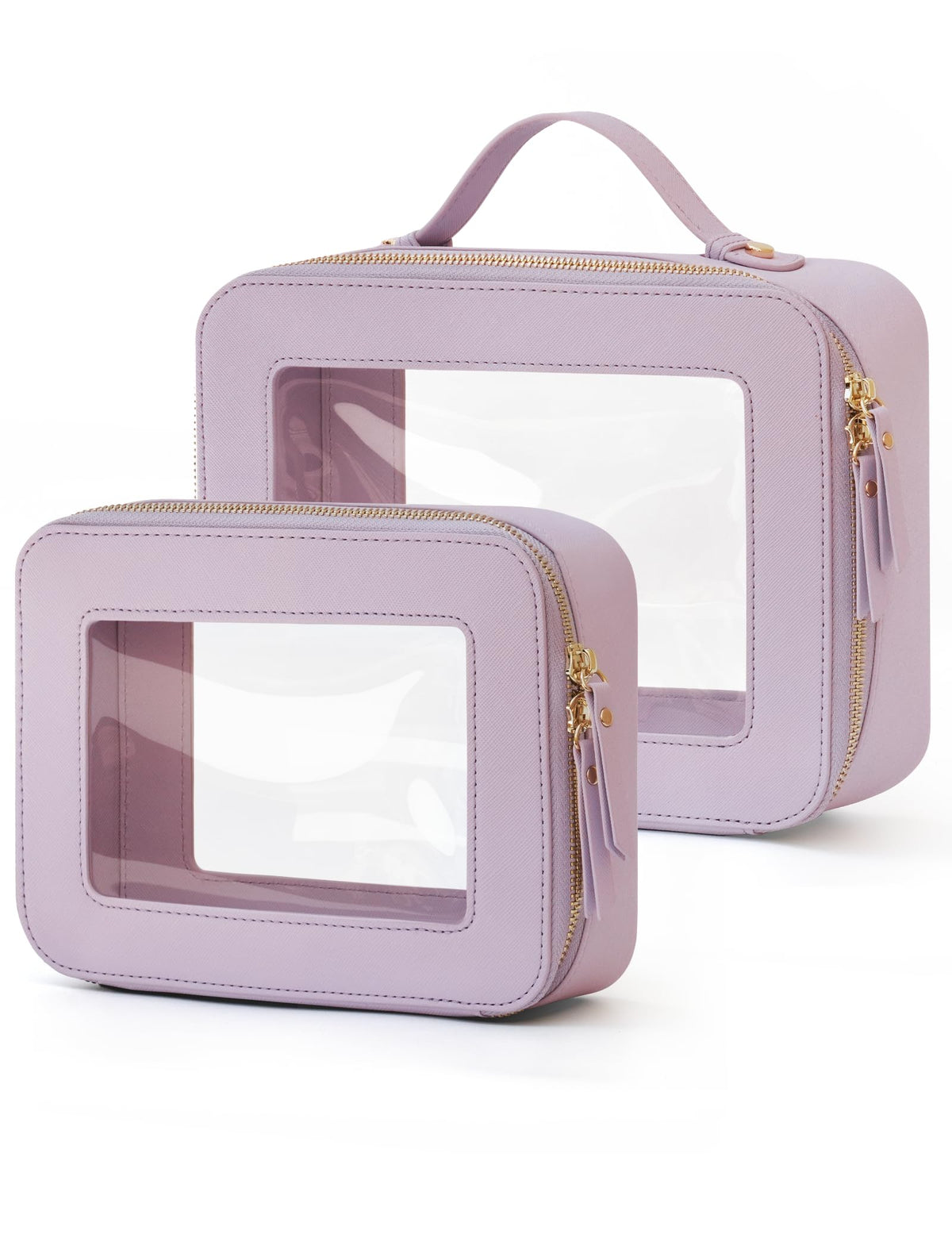 Popvibe Clear Makeup Case White Toiletry Bag Travel Large Clear Cosmetic Bag with Zipper, Big Make Up Bag Organizer Women Traveling TSA Approved Transparent Bag Car for Essentials