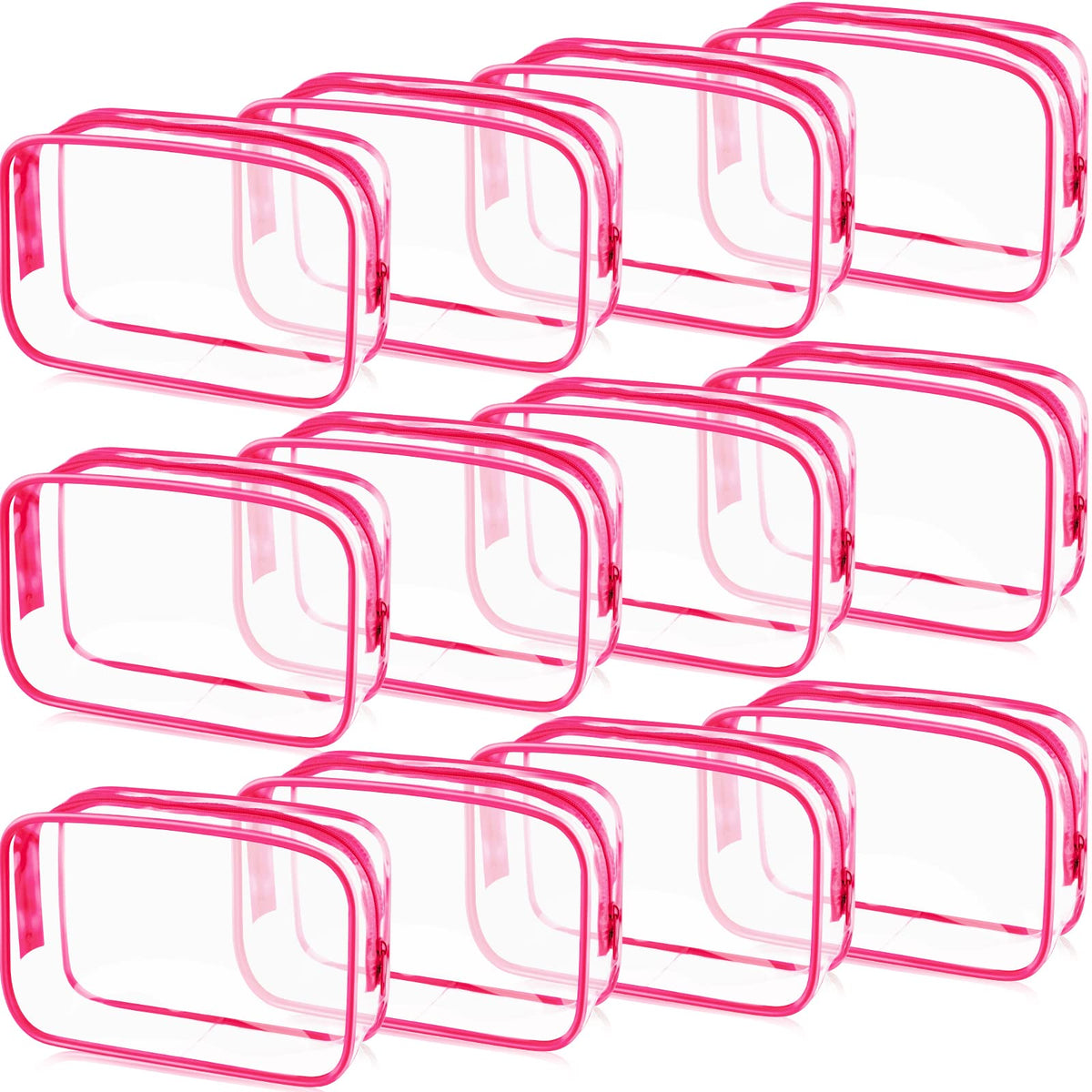 Weewooday 12 Pcs Clear Cosmetic Bags PVC Zipper,None