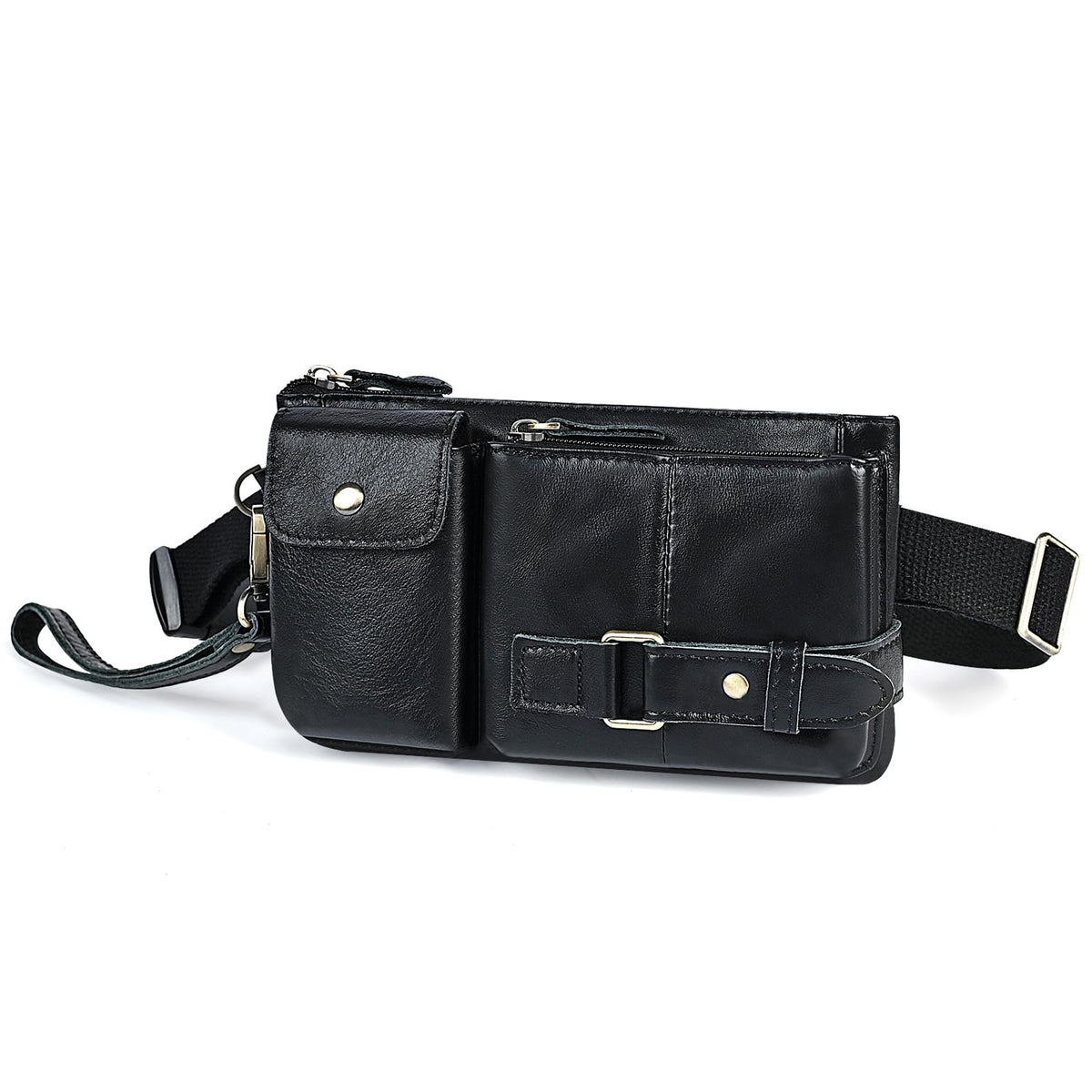 Water Resistant Canvas + Leather Hiking Riding Travel Fanny Waist Pack Small Phone Pouch For Men Women FB811-29 (1168 Brown)