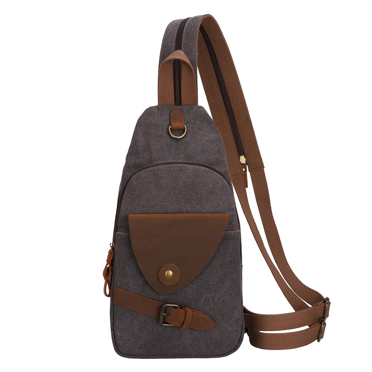 KL928 Canvas Sling Bag Crossbody Backpack Shoulder Casual Rucksack for Men Women,Rust Red