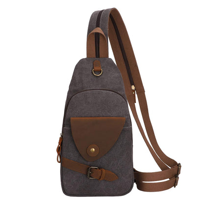 KL928 Canvas Sling Bag Crossbody Backpack Shoulder Casual Rucksack for Men Women,Rust Red