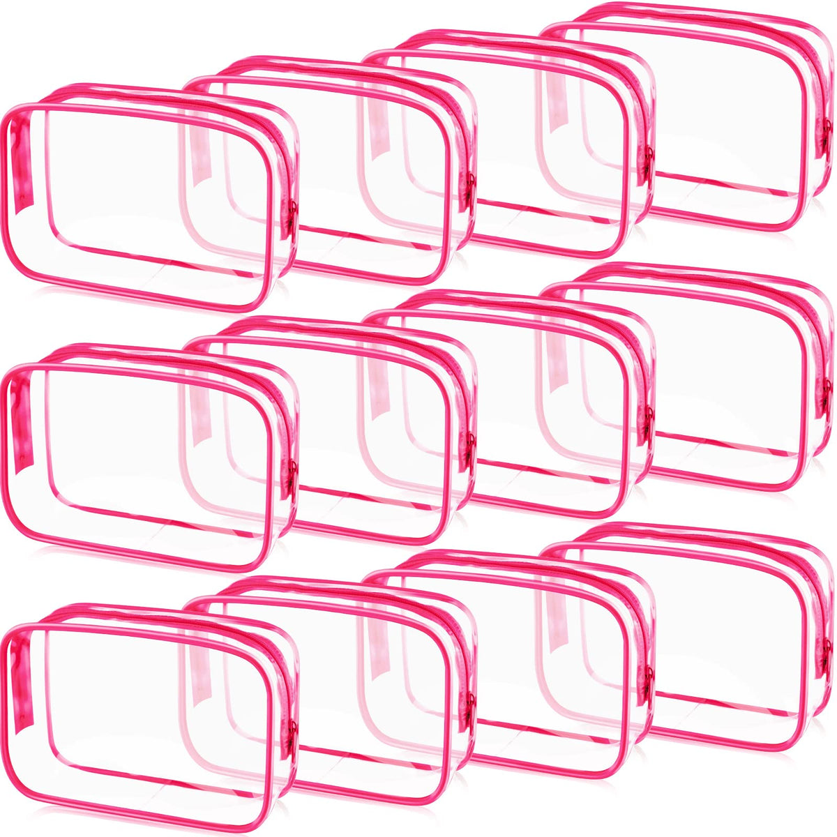 Weewooday 12 Pcs Clear Cosmetic Bags PVC Zipper,None