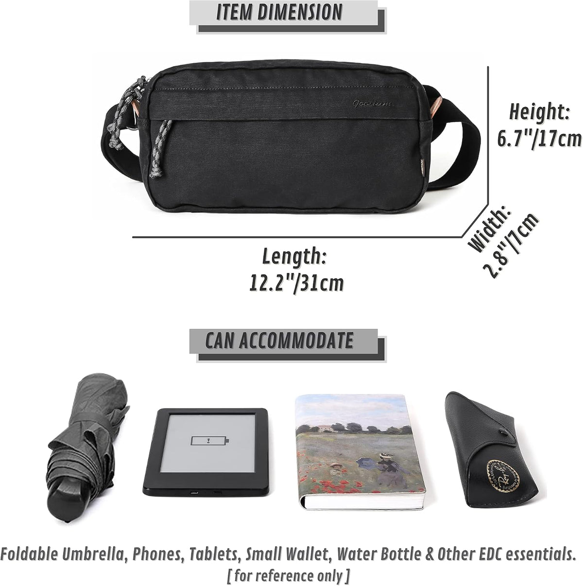 GOOTIUM Men’s Crossbody Pack - Canvas Daily Essentials Sling Bag Small Shoulder Backpack