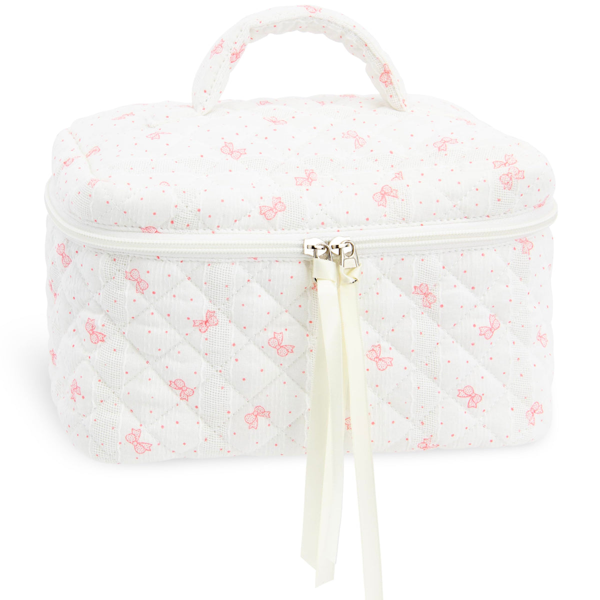 Quilted Makeup Bag for Women, Travel Cosmetic&Toiletry Bag,Gauze Heart