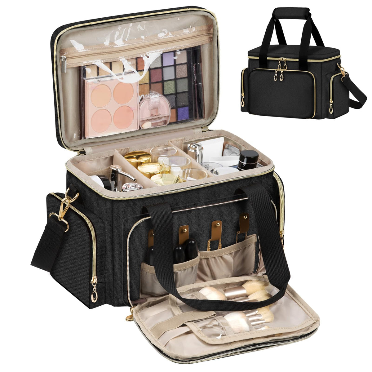 GDNasist Large Makeup Bag, Portable Travel Makeup Bag Organizer