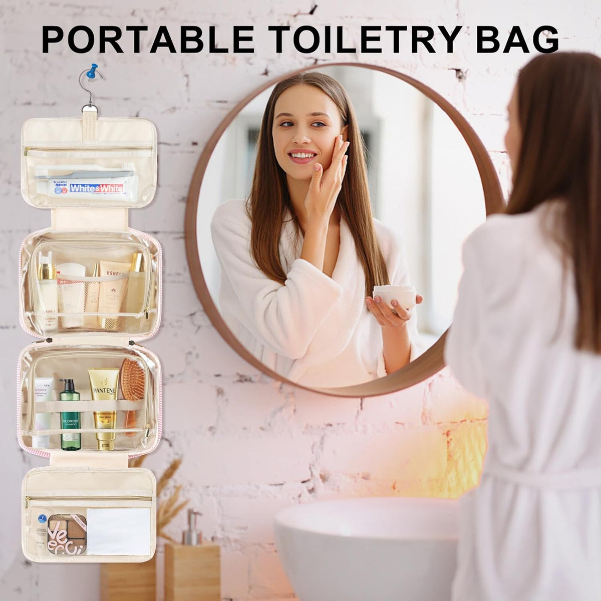 TOPEAST Travel Hanging Toiletry Bag & Makeup Bag for Women Girls Kids Gifts