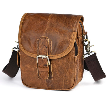 Water Resistant Canvas + Leather Hiking Riding Travel Fanny Waist Pack Small Phone Pouch For Men Women FB811-29 (1168 Brown)