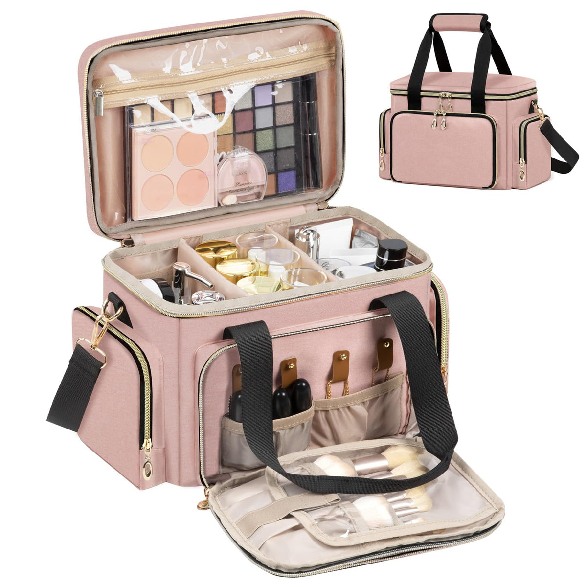GDNasist Large Makeup Bag, Portable Travel Makeup Bag Organizer