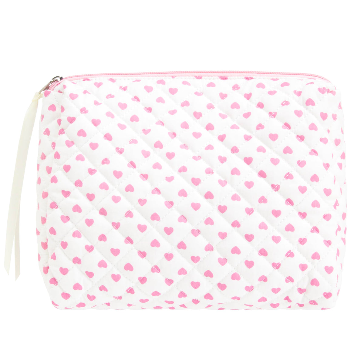 Quilted Makeup Bag for Women, Travel Cosmetic&Toiletry Bag,Gauze Heart