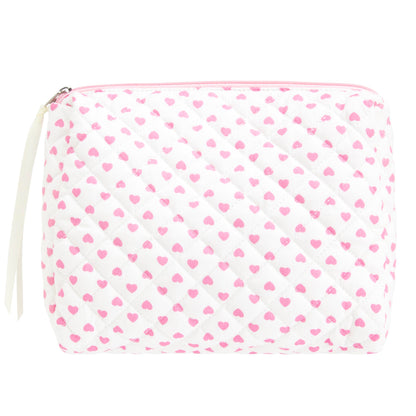 Quilted Makeup Bag for Women, Travel Cosmetic&Toiletry Bag,Gauze Heart