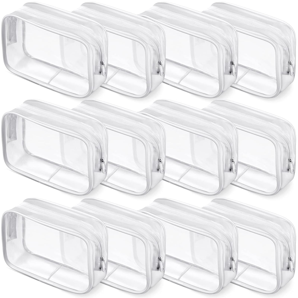 Weewooday 12 Pcs Clear Cosmetic Bags PVC Zipper,None
