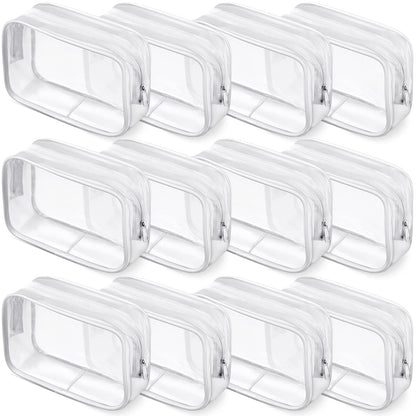 Weewooday 12 Pcs Clear Cosmetic Bags PVC Zipper,None
