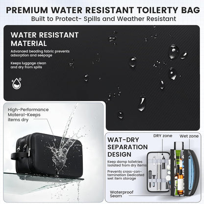 Travel Toiletry Bag, Waterproof Hanging Dopp Kit, Organizer for Men & Women