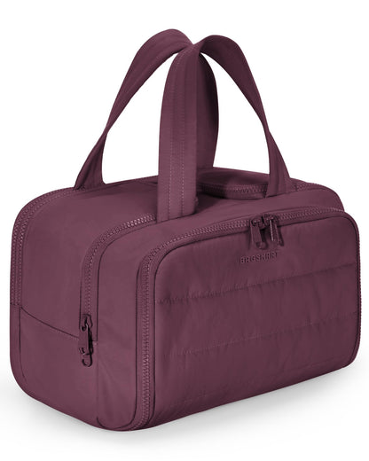 BAGSMART Travel Toiletry Bag, Lightweight Large Wide-open Travel Bag for Women, Puffy Cosmetic Makeup Bag Organizer with Handle for Accessories,Essentials, Toiletries, Dark Pink