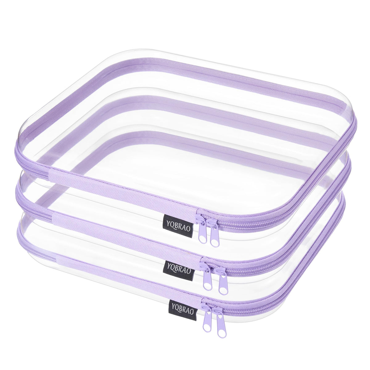 YQBRAO Clear Hard Shell Zipper Cases, Diaper Bag Organizer, 2L 2M 2S, White