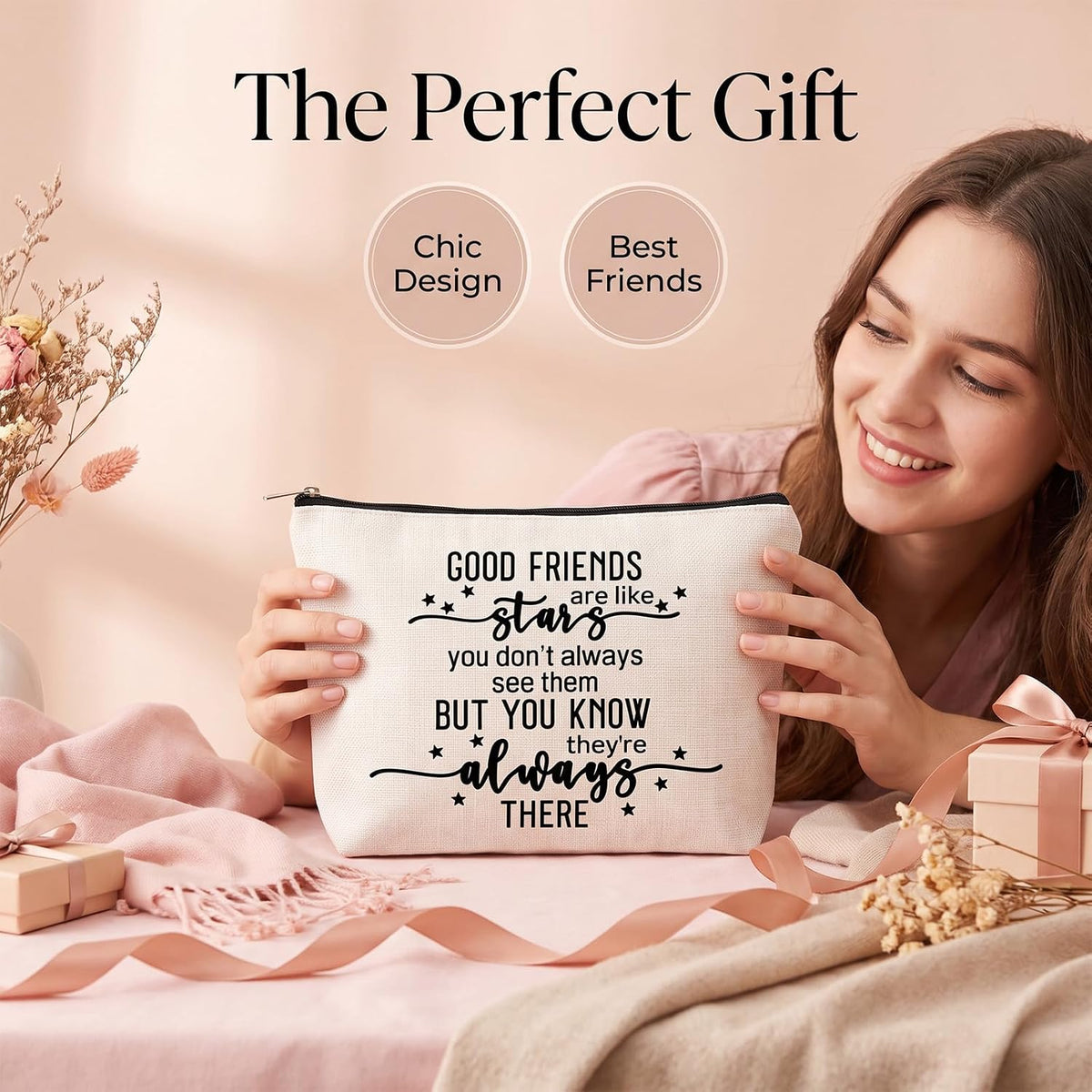 Best Friendship Gifts for Women, Friend Birthday Gifts for Women Makeup Bag