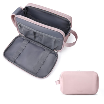 BAGSMART Toiletry Bag for Men, Travel Toiletry Organizer Dopp Kit Water-resistant Shaving Bag for Toiletries Accessories, Door Room Essentials,Pink-medium