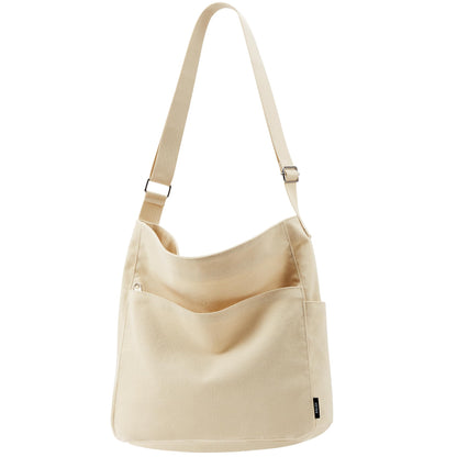 KALIDI Canvas Tote Bag Zipper Large Crossbody Shoulder Bag Messenger Bag