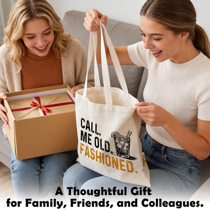 Old Fashioned Canvas Tote Bag, Funny Whiskey Gift for Men