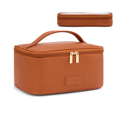 Wrangler Travel Makeup Bag 2pcs Set Cosmetic Bag with Makeup Brush Holder