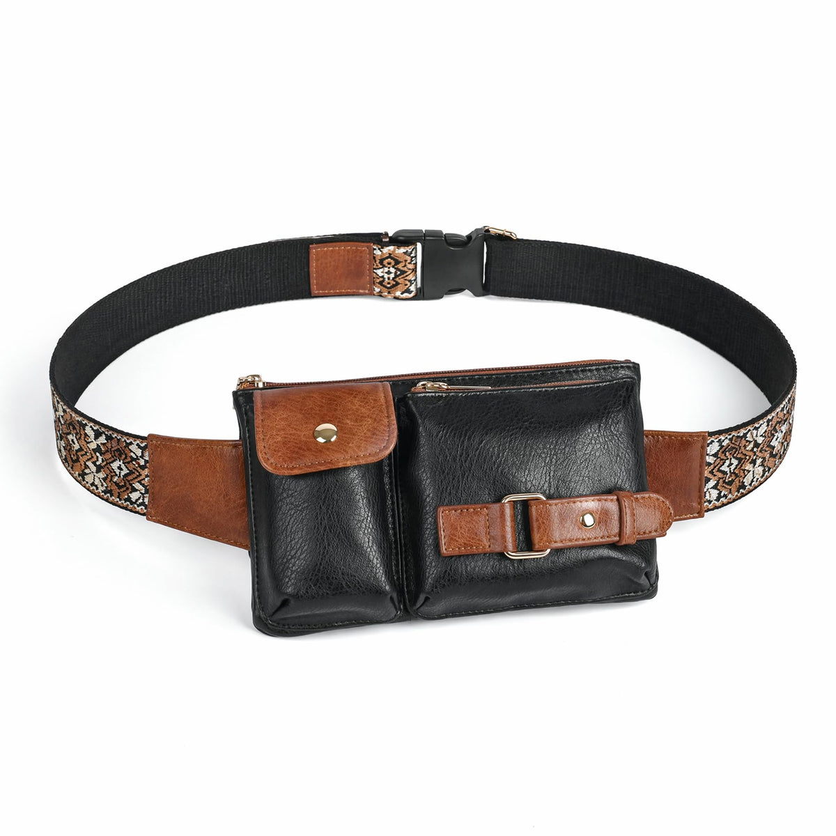 Water Resistant Canvas + Leather Hiking Riding Travel Fanny Waist Pack Small Phone Pouch For Men Women FB811-29 (1168 Brown)
