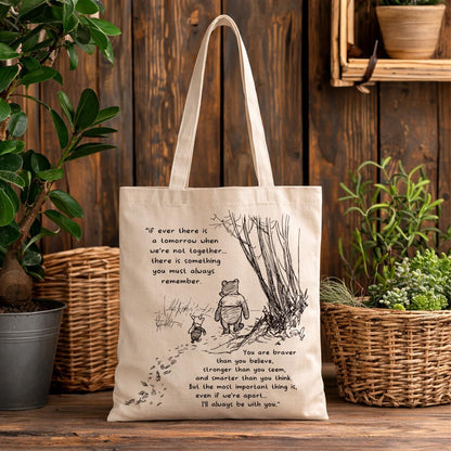 Cute Bear Canvas Tote Bag for Women, Friendship Shoulder Bag
