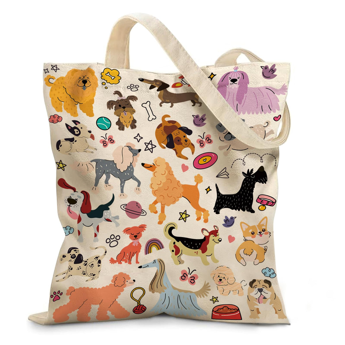 Aesthetic Canvas Tote Bag for Women - with Magnetic Snap Closure & Zipper Inner Pocket Reusable Bag for Shopping
