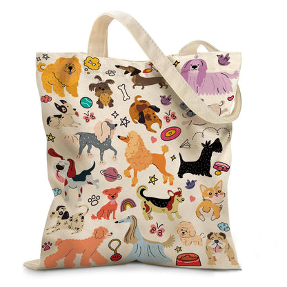 Aesthetic Canvas Tote Bag for Women - with Magnetic Snap Closure & Zipper Inner Pocket Reusable Bag for Shopping