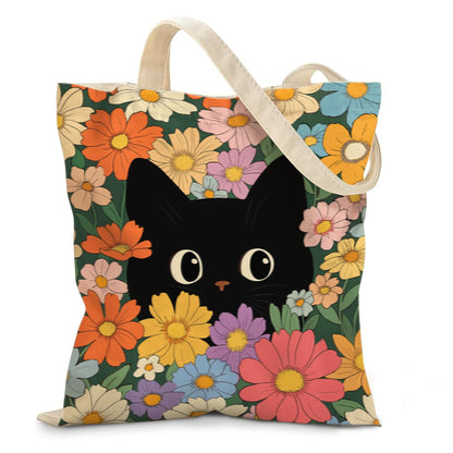 Aesthetic Canvas Tote Bag for Women - with Magnetic Snap Closure & Zipper Inner Pocket Reusable Bag for Shopping