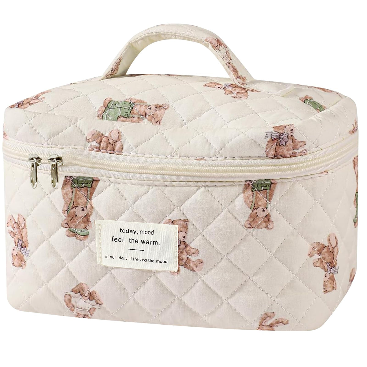 Gosect Large Makeup Bag, Cute Cosmetic Bag for Women Girls, Floral Coquette Aesthetic Toiletry Bag, Travel Make Up Organizer Bag (BDLH)