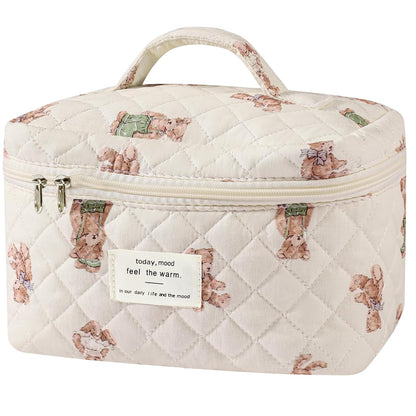 Gosect Large Makeup Bag, Cute Cosmetic Bag for Women Girls, Floral Coquette Aesthetic Toiletry Bag, Travel Make Up Organizer Bag (BDLH)