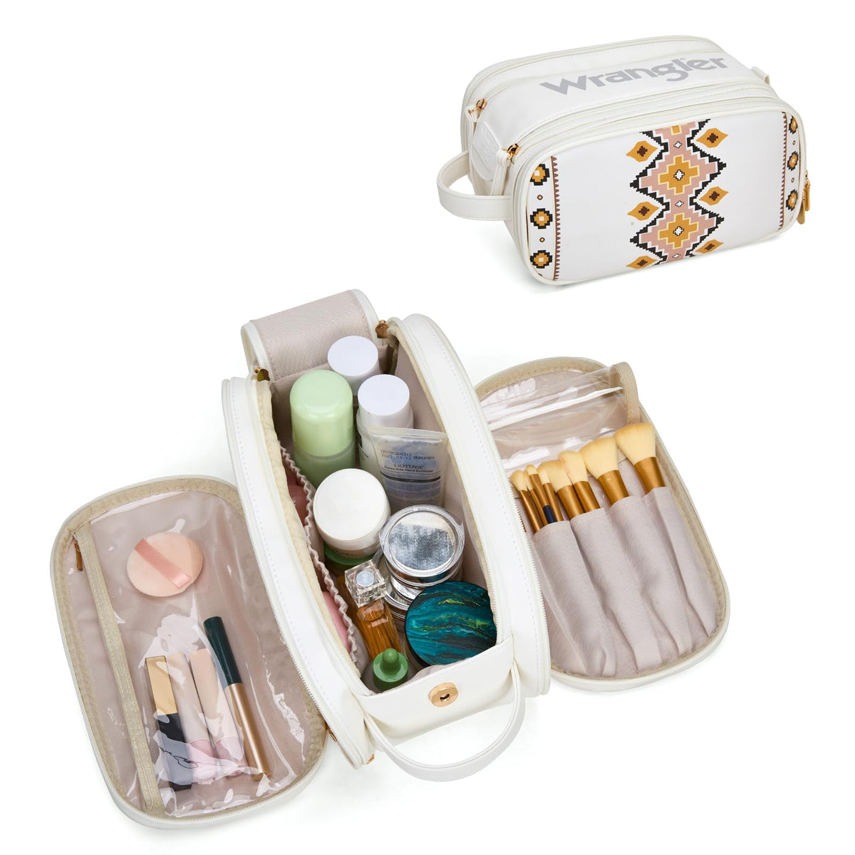 Wrangler Large Makeup Bag Travel Toiletry Bag Portable Cosmetic Bag