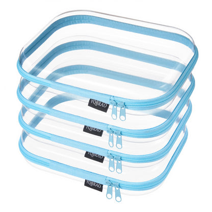 YQBRAO Clear Hard Shell Zipper Cases, Diaper Bag Organizer, 2L 2M 2S, White