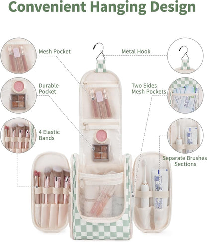 Narwey Hanging Travel Toiletry Bag for Women, Makeup Cosmetic Bag