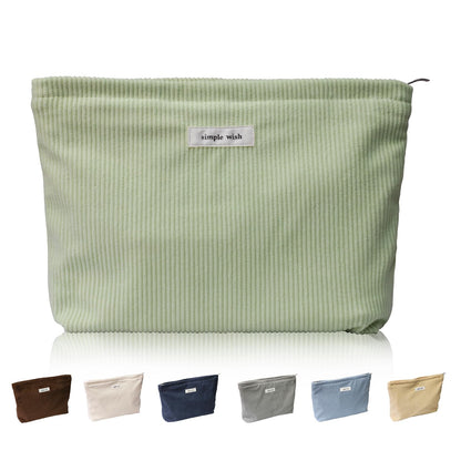 Wudygirl Makeup Bag for Women Travel Cosmetic Bag 10.5"x7.5" Beige