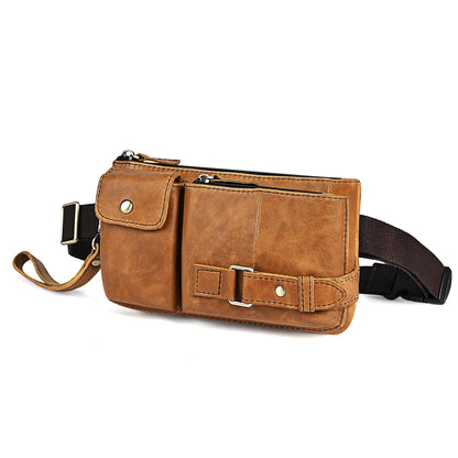 Water Resistant Canvas + Leather Hiking Riding Travel Fanny Waist Pack Small Phone Pouch For Men Women FB811-29 (1168 Brown)