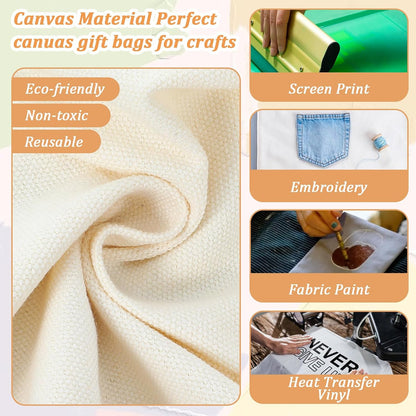 10 Pcs Small Canvas Tote Bags, Lightweight Mini Blank Tote Bag Portable Reusable Grocery Shopping Cloth Bags for DIY, Painting, Welfare Gifts, Advertising (11.8 x 7.8 x 3.9 Inch, Beige)