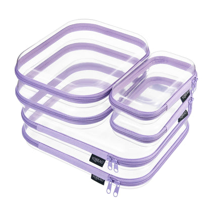 YQBRAO Clear Hard Shell Zipper Cases, Diaper Bag Organizer, 2L 2M 2S, White