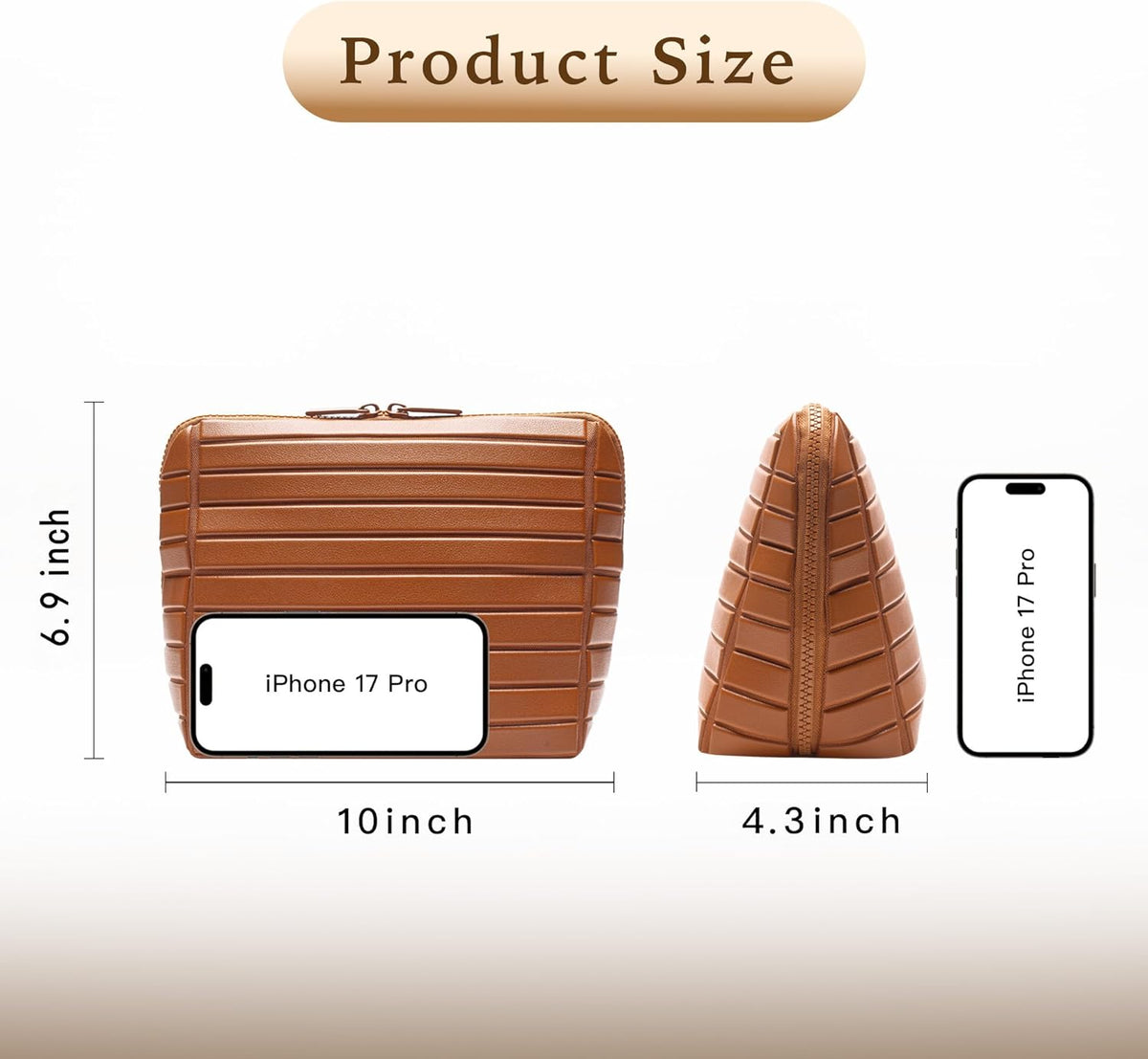 Minoisome Travel Makeup Bag,PU leather toiletry bag,make up organizer case for women,Large Capacity Cosmetic Bag,Wide-open Pouch Purse，Toiletries Accessories，Fold-Down Design and Adjustable Dividers.