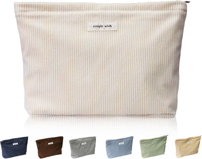 Wudygirl Makeup Bag for Women Travel Cosmetic Bag 10.5"x7.5" Beige