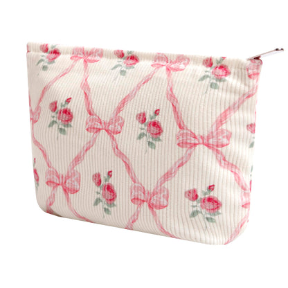 Cosmetic Bags for Women - Corduroy Cosmetic Bag Aesthetic Women Handbags Purses Smile Dots Makeup Organizer Storage Makeup Bag Girls Case Bags (A-Beige)