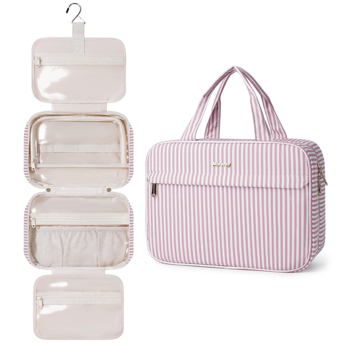 Narwey Hanging Travel Toiletry Bag for Women, Cosmetic Makeup Bag Organizer