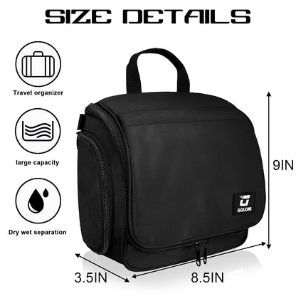 Goloni Hanging Toiletry Bag for Men Women, Water-Resistant Organizer,Black
