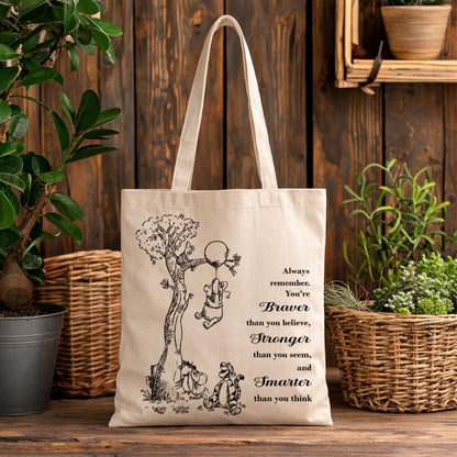 Cute Bear Canvas Tote Bag for Women, Friendship Shoulder Bag