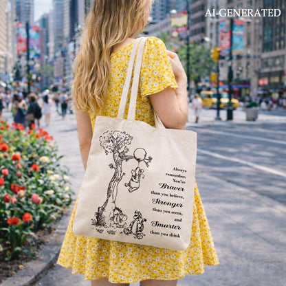 Cute Bear Canvas Tote Bag for Women, Friendship Shoulder Bag