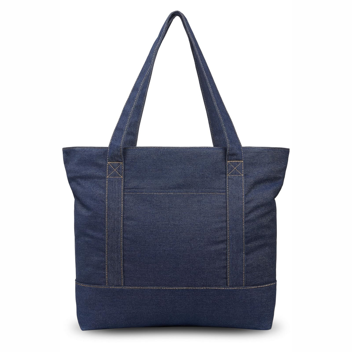 TOPDesign 1 | 3 | 6 | 30 Pack Canvas Tote Bag with an External Pocket, Reusable Grocery Shopping Bag, Top Zipper Closure, Daily Essentials (Black/Natural Pack of 1)