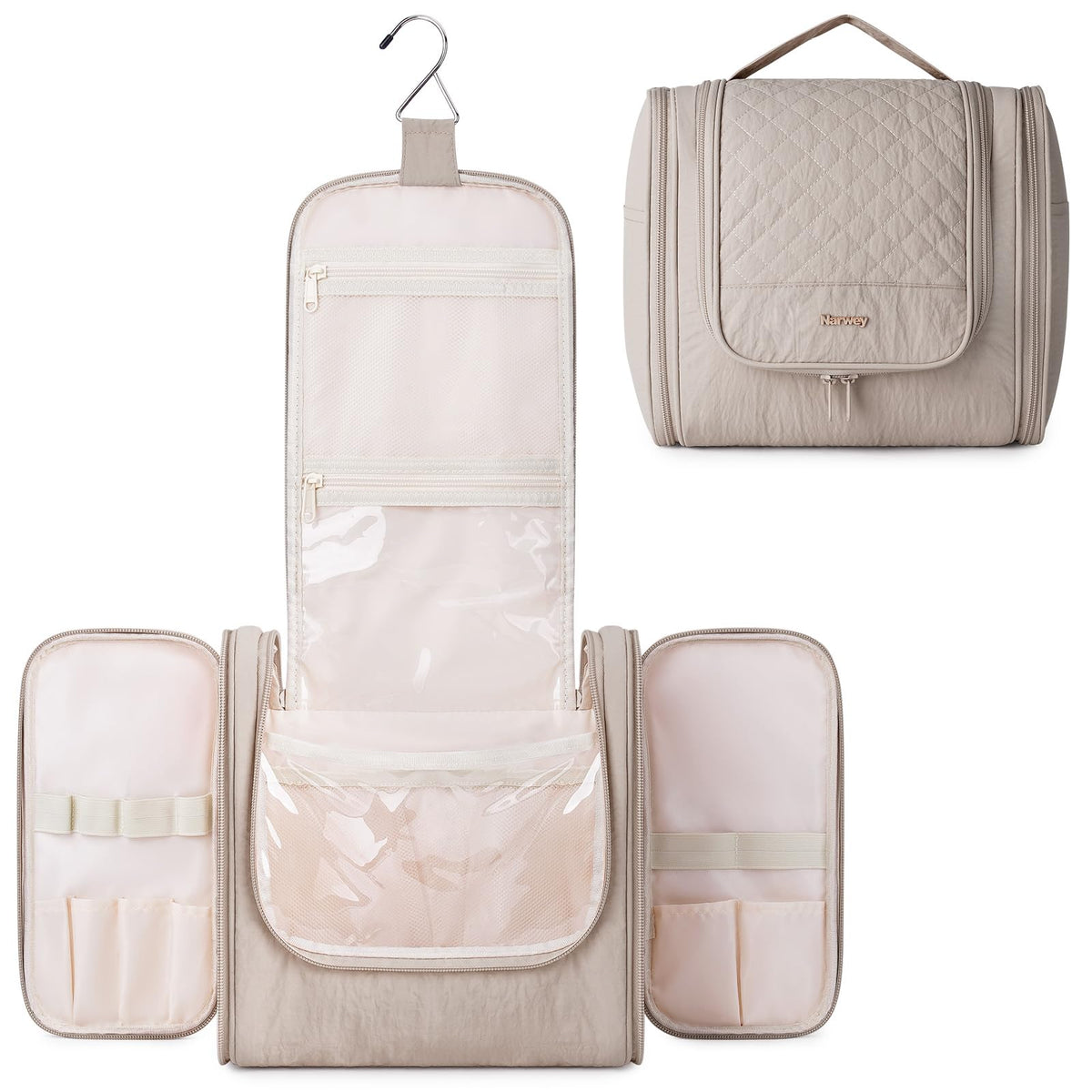 Narwey Hanging Travel Toiletry Bag for Women, Makeup Cosmetic Bag